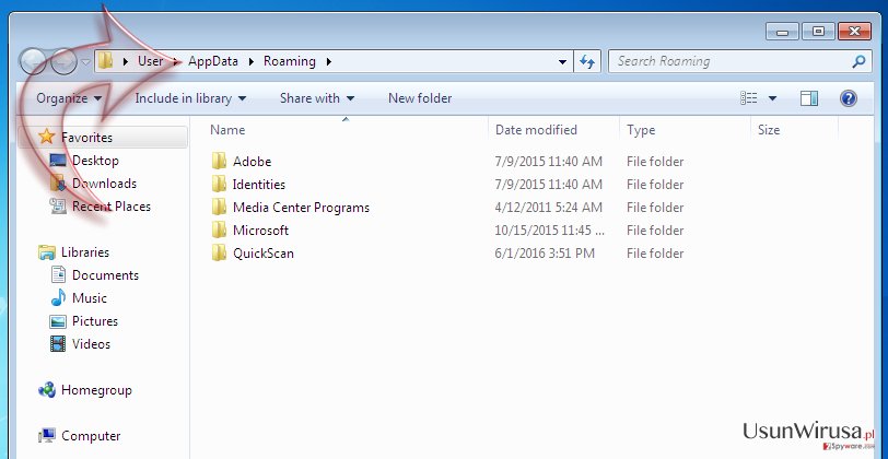 Przejdź do podfolderu "AppData" Przejdź do podfolderu "AppData"