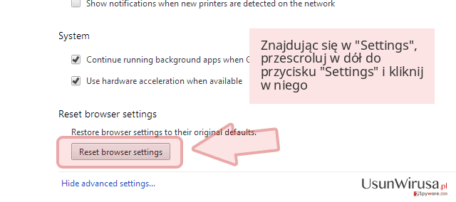 Znajdując się w 'Settings', przescroluj w dół do przycisku 'Settings' i kliknij w niego Znajdując się w 'Settings', przescroluj w dół do przycisku 'Settings' i kliknij w niego