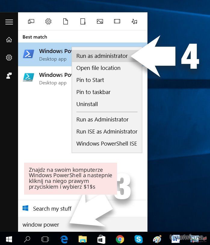 Znajdz na swoim komputerze Windows PowerShell a nastepnie kliknij na niego prawym przyciskiem i wybierz $1$s Znajdz na swoim komputerze Windows PowerShell a nastepnie kliknij na niego prawym przyciskiem i wybierz $1$s