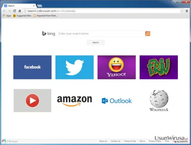 1st browser ability to hijack the start page and the default search engine