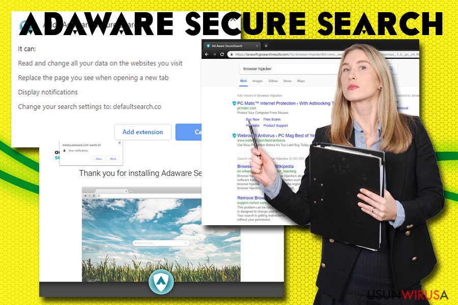 Program przejmujący kontrolę nad przeglądarką Adaware secure search