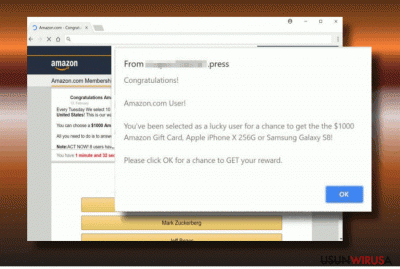 Wyskakujące okienko "Amazon.com Membership Rewards"