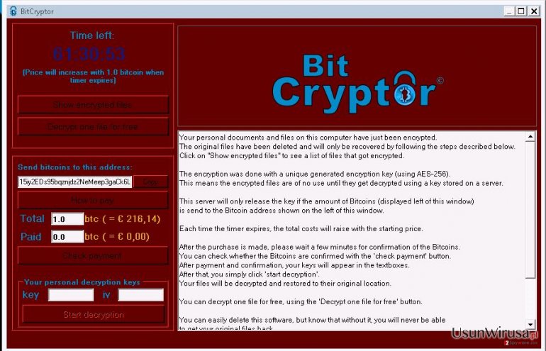 WIrus BitCryptor snapshot WIrus BitCryptor snapshot