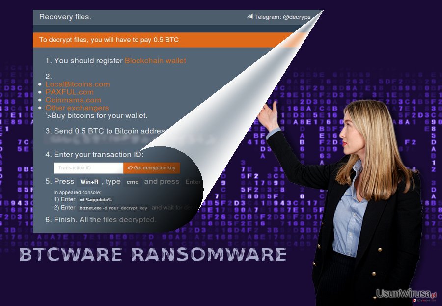 Zrzut wkranu wirusa BTCware Zrzut wkranu wirusa BTCware