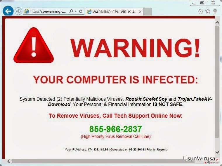 Wirus pop-up CpuWarning.com snapshot Wirus pop-up CpuWarning.com snapshot