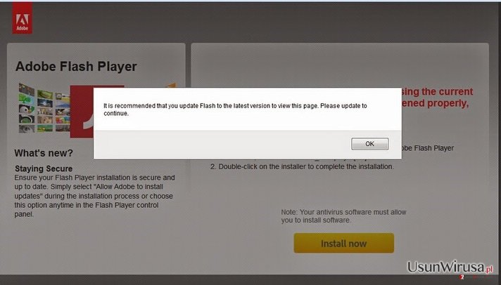 Wirus pop-up Urgentflashinstaller.info snapshot Wirus pop-up Urgentflashinstaller.info snapshot