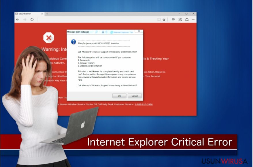 Oszustwo "Internet Explorer Critical ERROR"