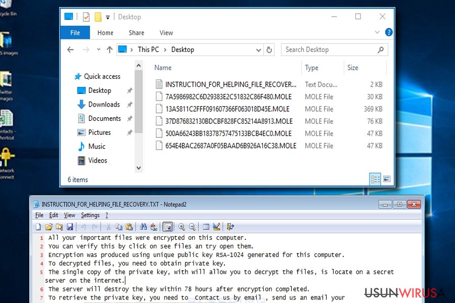 Wirus Mole typu ransomware snapshot Wirus Mole typu ransomware snapshot