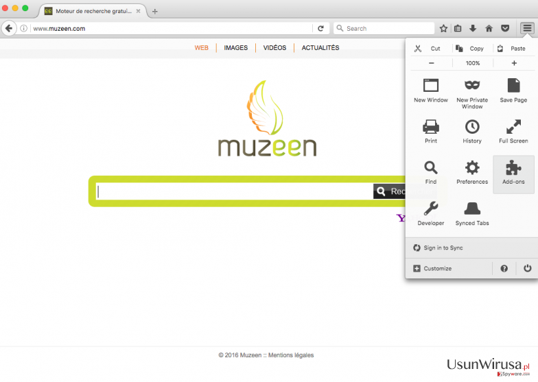 The picture showing Muzeen hijack on Mozilla