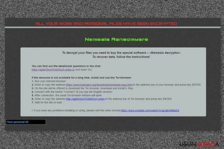 Ransom note by Nemesis virus