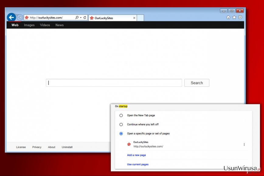 Ourluckysites.com virus snapshot Ourluckysites.com virus snapshot