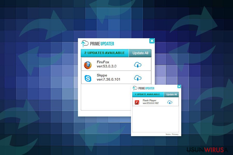 Obraz wirusa Prime Updater Obraz wirusa Prime Updater