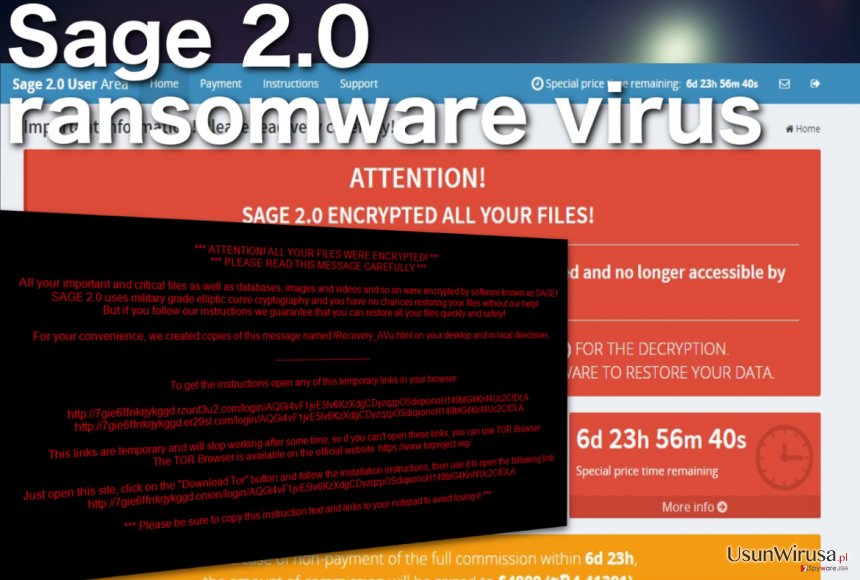 Wirus ransomware Sage 2.0 snapshot