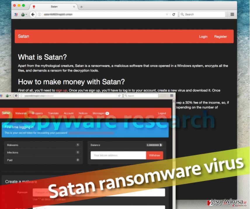 Wirus ransomware Satan snapshot Wirus ransomware Satan snapshot