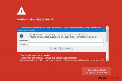Zrzut ekranu Błędu Krytycznego Mozilla Firefox