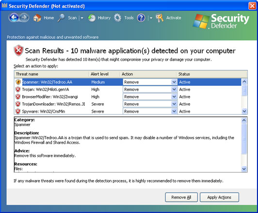 Security Defender snapshot Security Defender snapshot