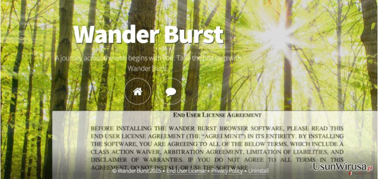 The main page of Wander Burst adware The main page of Wander Burst adware