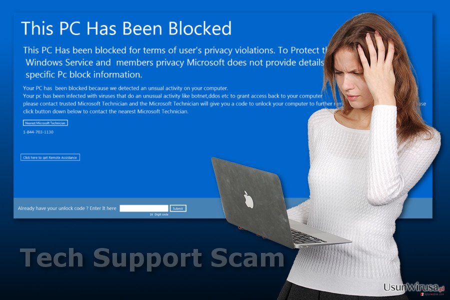 Obraz wirusa "This PC Has Been Blocked"