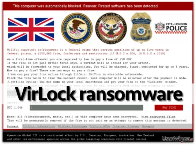 VirLock ransomware note
