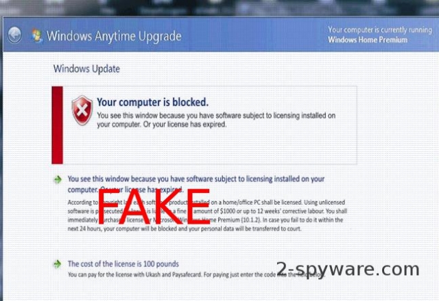 Windows Anytime Upgrade Ukash virus snapshot Windows Anytime Upgrade Ukash virus snapshot