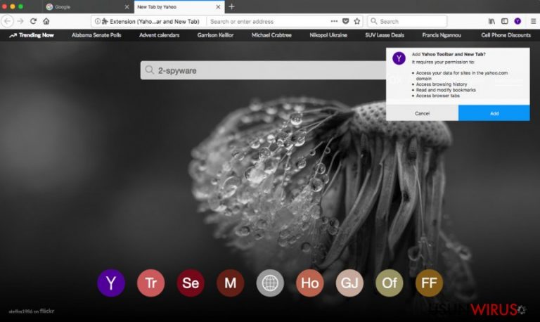 Pasek narzędzi Yahoo Toolbar w przeglądarce Firefox