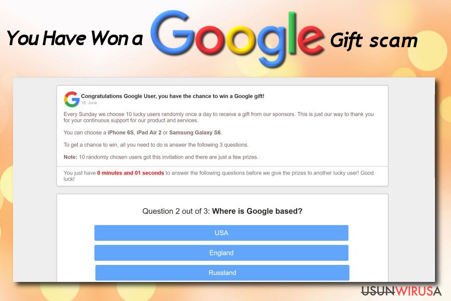 Adware "You Have Won A Google Gift"